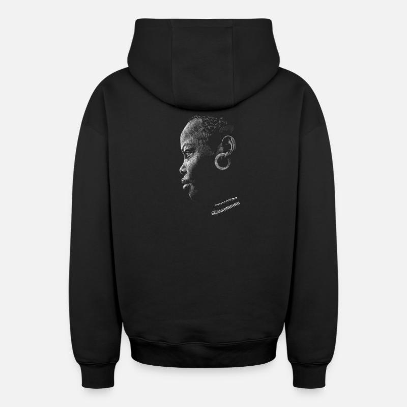 Africa face - Sweat à capuche unisexe zippé oversize épais SPREAD - noir