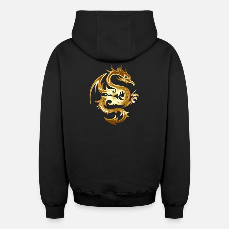 Dragons - Sweat à capuche unisexe zippé oversize épais SPREAD - noir