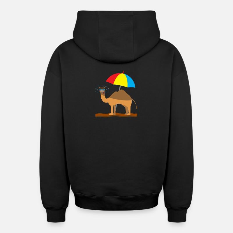 Kindershirt Kamel Kindermotiv schwitzendes Kamel - Oversized Heavyweight Unisex Zip Hoodie - Schwarz