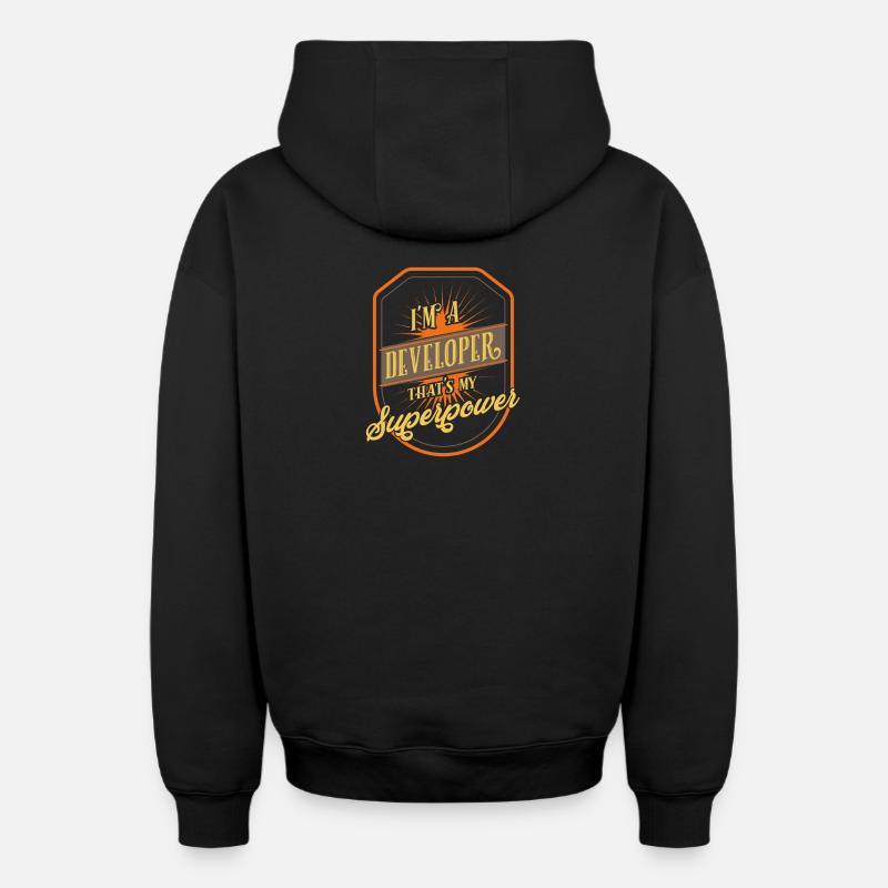 promoteur - Sweat à capuche unisexe zippé oversize épais SPREAD - noir
