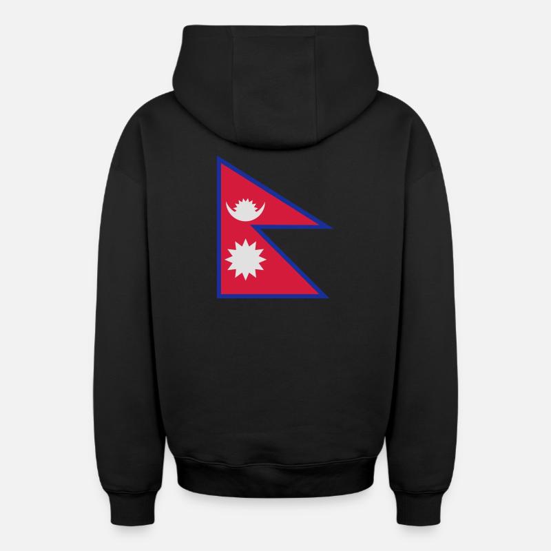 Drapeau Népal - Sweat à capuche unisexe zippé oversize épais SPREAD - noir