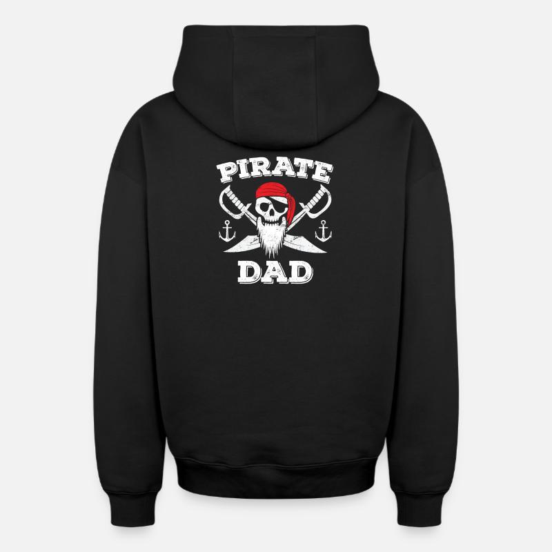 Papa pirate - Sweat à capuche unisexe zippé oversize épais SPREAD - noir