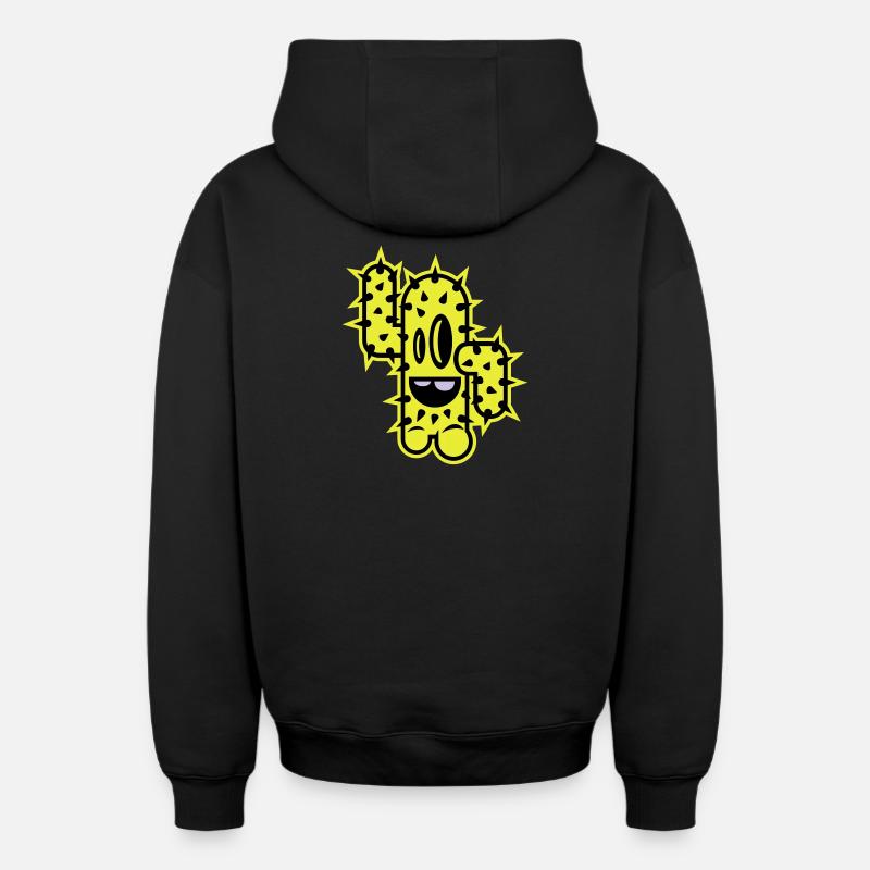 kaktus high five comic - Oversized Heavyweight Unisex Zip Hoodie - Schwarz