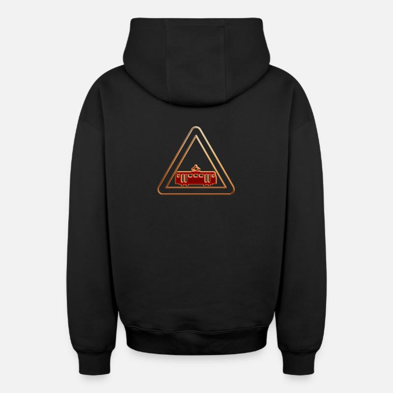 Attention tram 3 - Sweat à capuche unisexe zippé oversize épais SPREAD - noir