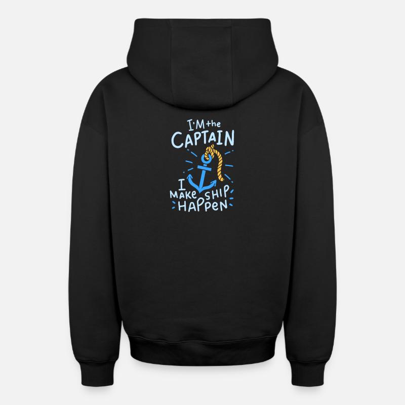 Bateau de plaisance - Sweat à capuche unisexe zippé oversize épais SPREAD - noir