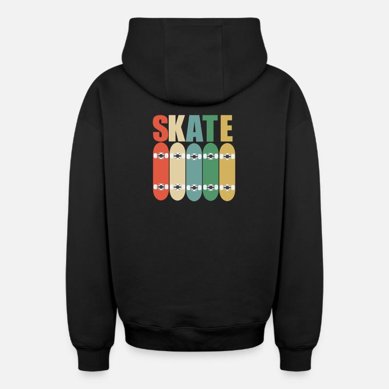 Skateboard - Skate - Sweat à capuche unisexe zippé oversize épais SPREAD - noir