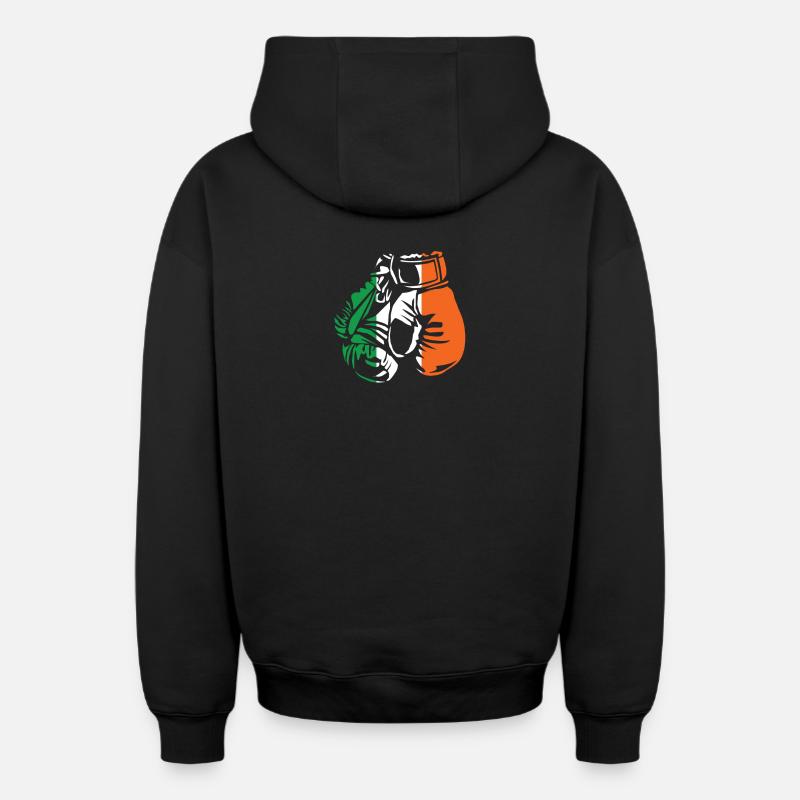 Boxe Drapeau irlandais - Sweat à capuche unisexe zippé oversize épais SPREAD - noir