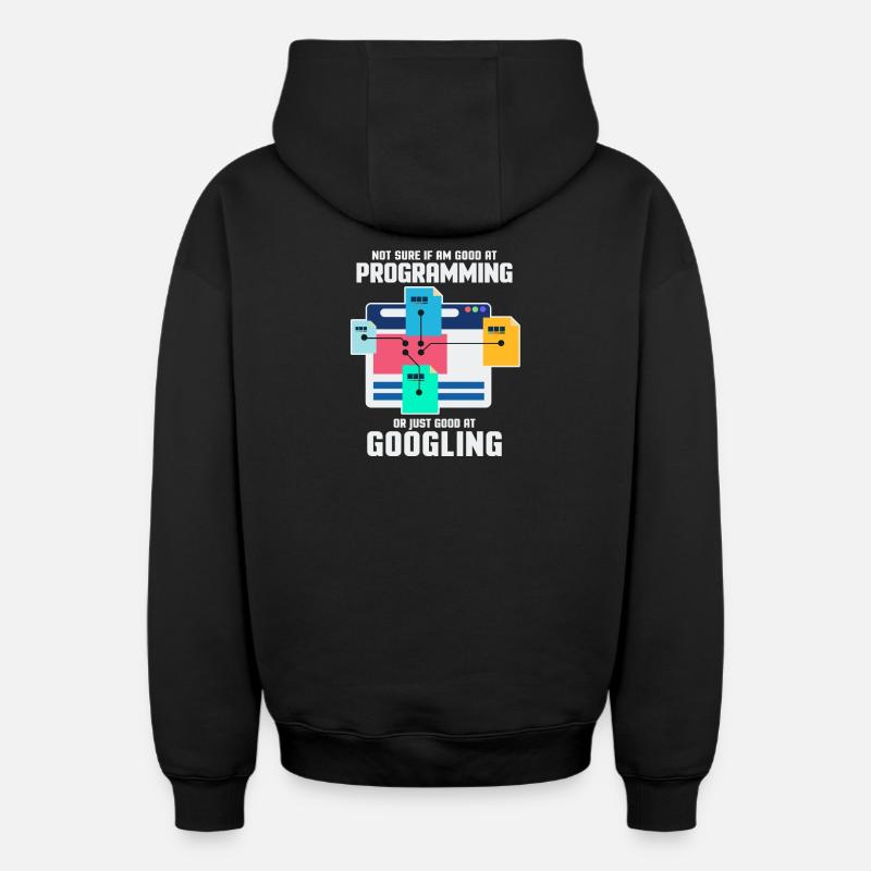 Programmer Programming IT Computer Gift - Oversized Heavyweight Unisex Zip Hoodie - black