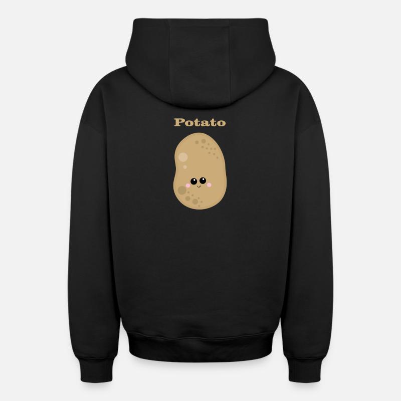 pommes de terre - Sweat à capuche unisexe zippé oversize épais SPREAD - noir