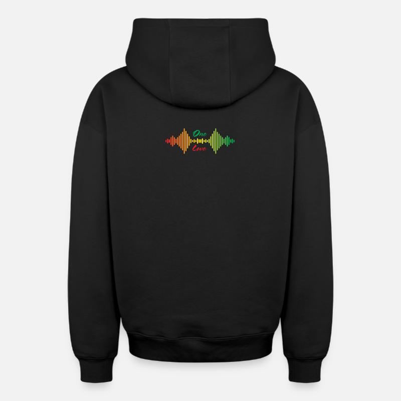 One Love Rainbow Soundwave - Sweat à capuche unisexe zippé oversize épais SPREAD - noir