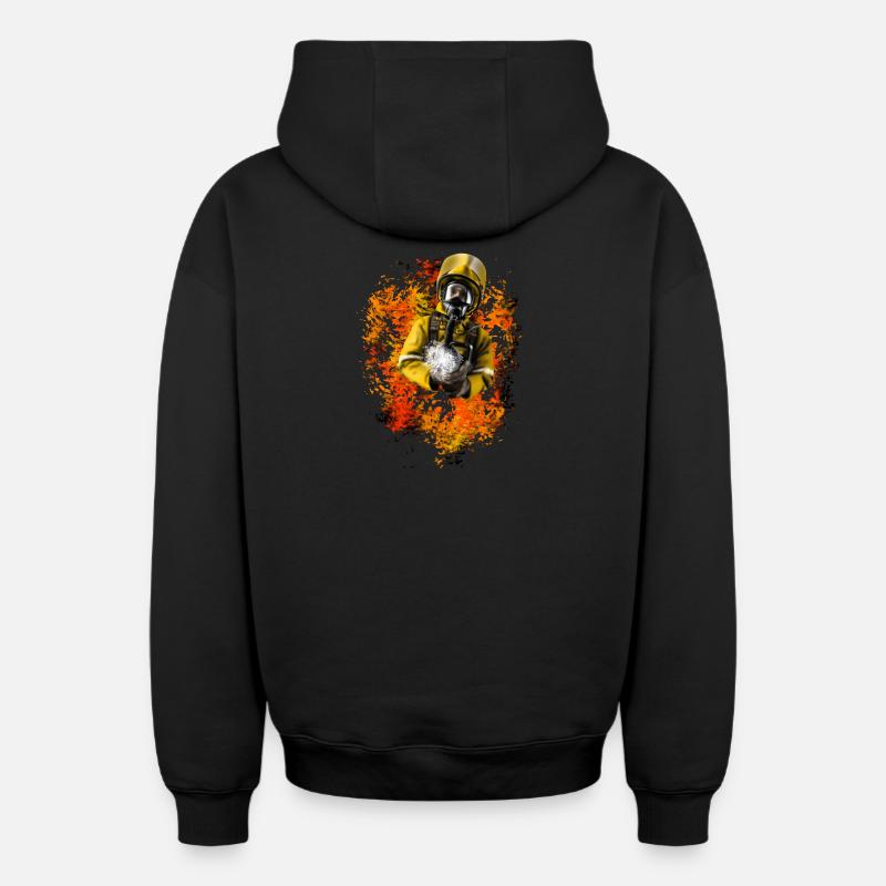 pompier - Sweat à capuche unisexe zippé oversize épais SPREAD - noir