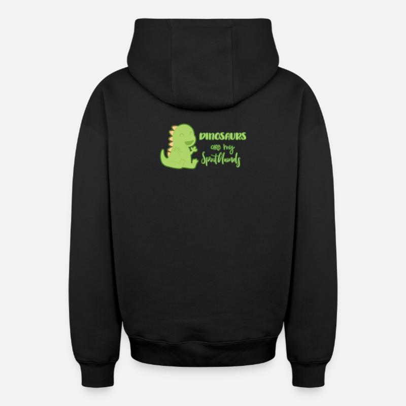 dinosaure - Sweat à capuche unisexe zippé oversize épais SPREAD - noir