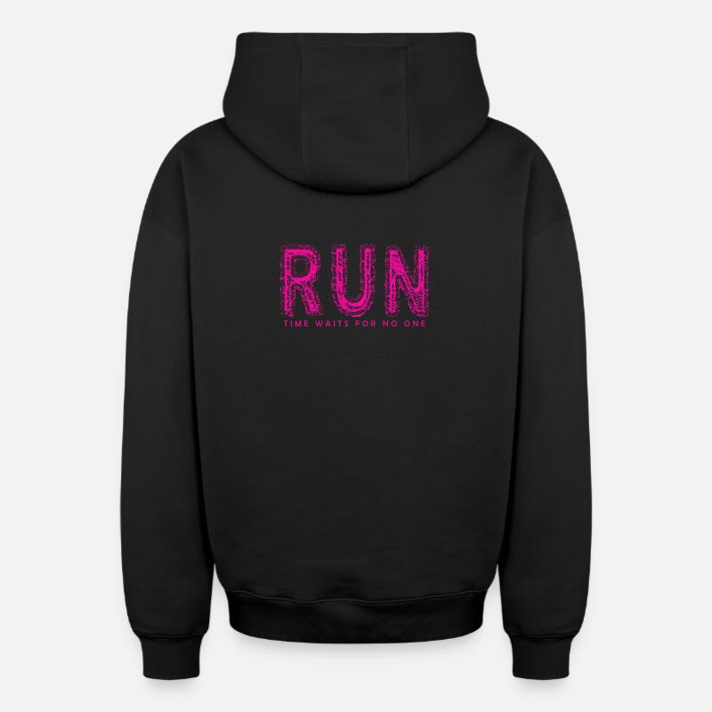 RUN - Oversized Heavyweight Unisex Zip Hoodie - Schwarz