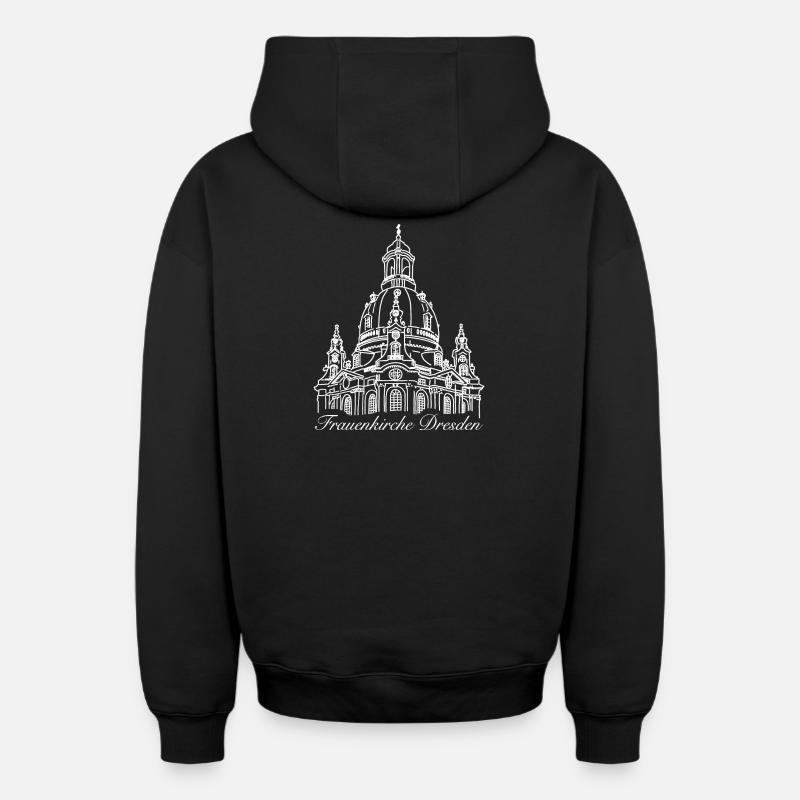 Frauenkirche Dresden Dessin - Sweat à capuche unisexe zippé oversize épais SPREAD - noir