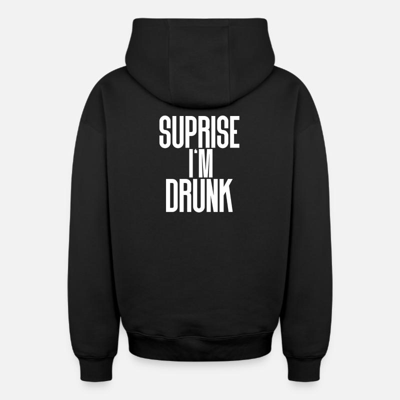ivre - Sweat à capuche unisexe zippé oversize épais SPREAD - noir