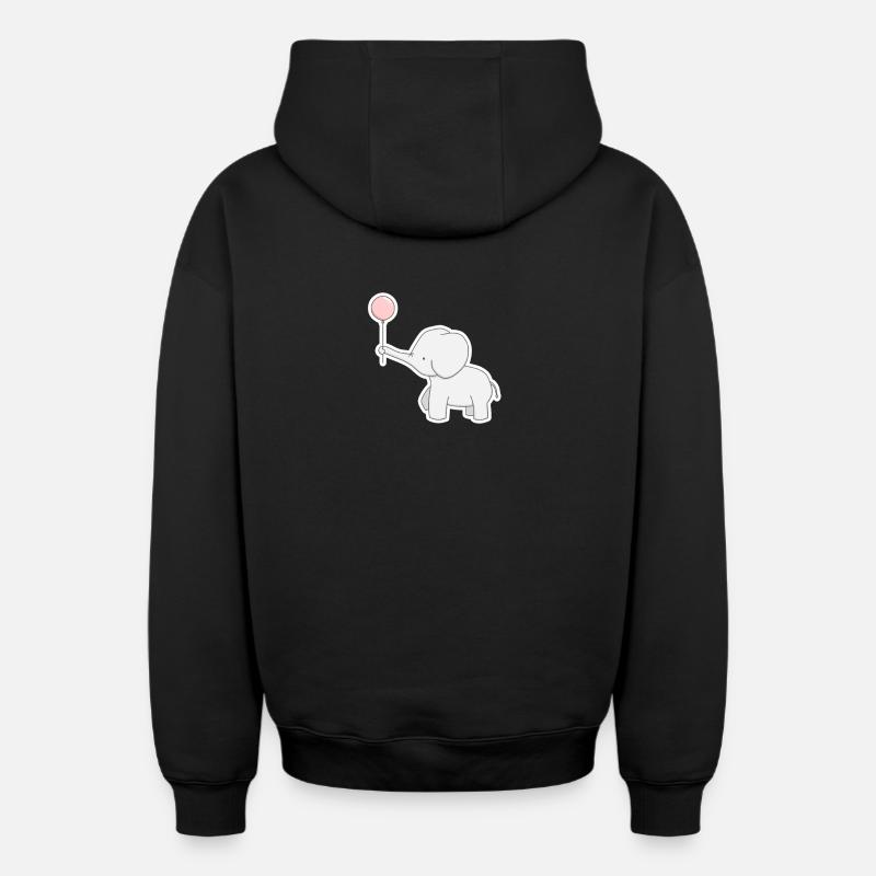 éléphant - Sweat à capuche unisexe zippé oversize épais SPREAD - noir