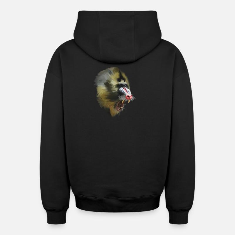 mandrill - Sweat à capuche unisexe zippé oversize épais SPREAD - noir