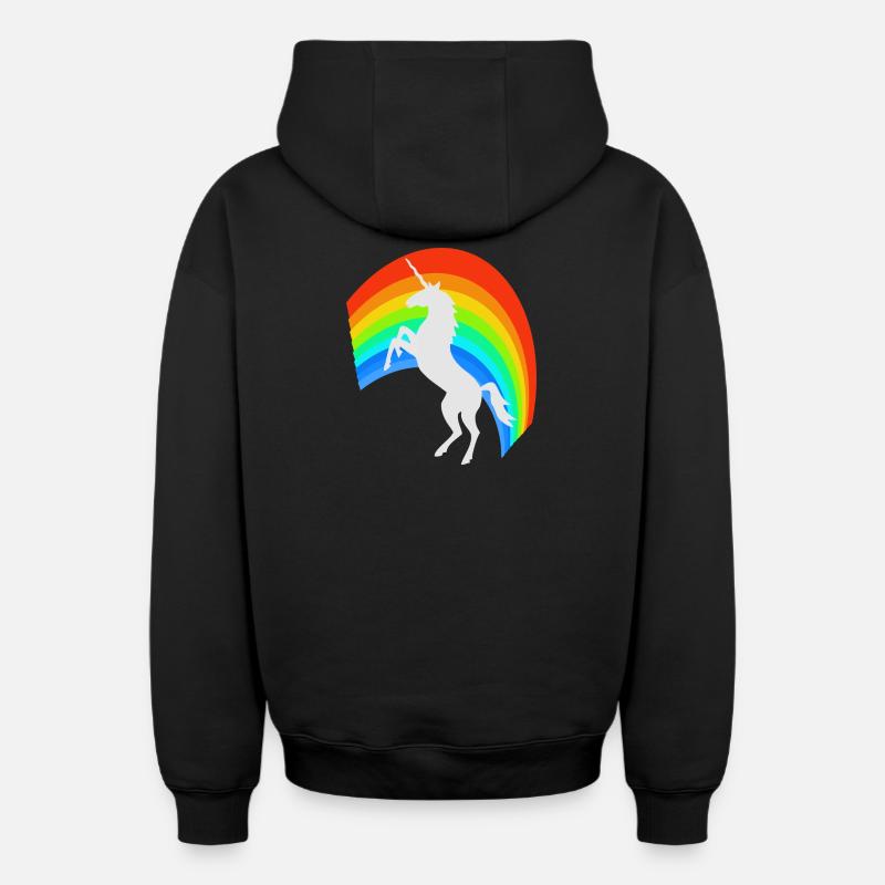 licorne - Sweat à capuche unisexe zippé oversize épais SPREAD - noir