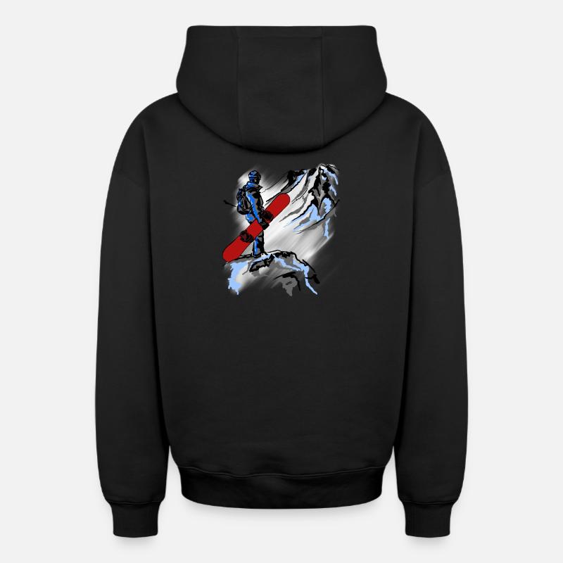 snowboarding - Sweat à capuche unisexe zippé oversize épais SPREAD - noir