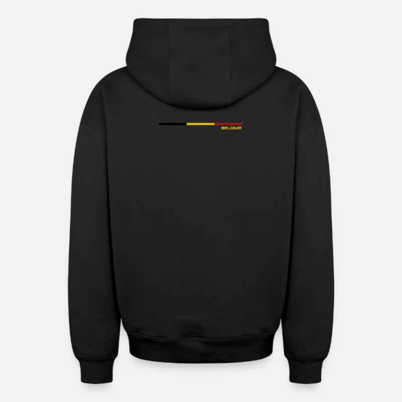 DRAPEAU BELGIUM - Sweat à capuche unisexe zippé oversize épais SPREAD - noir