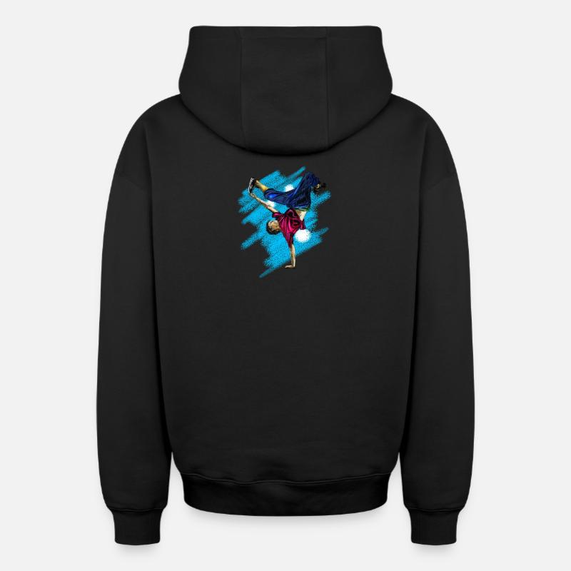 hip hop - Sweat à capuche unisexe zippé oversize épais SPREAD - noir