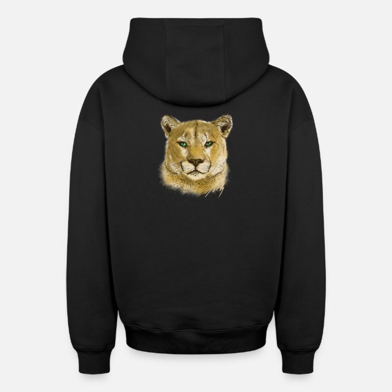 Cougar - Sweat à capuche unisexe zippé oversize épais SPREAD - noir