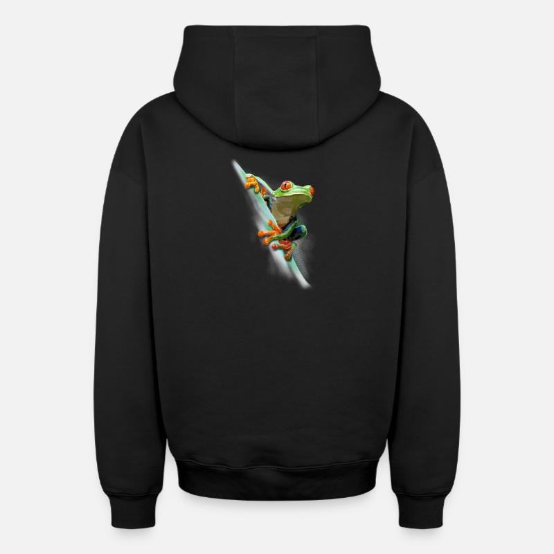 Grenouille - Sweat à capuche unisexe zippé oversize épais SPREAD - noir