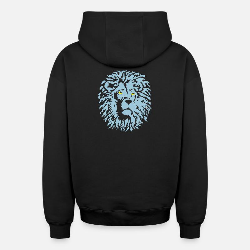 lion - Sweat à capuche unisexe zippé oversize épais SPREAD - noir