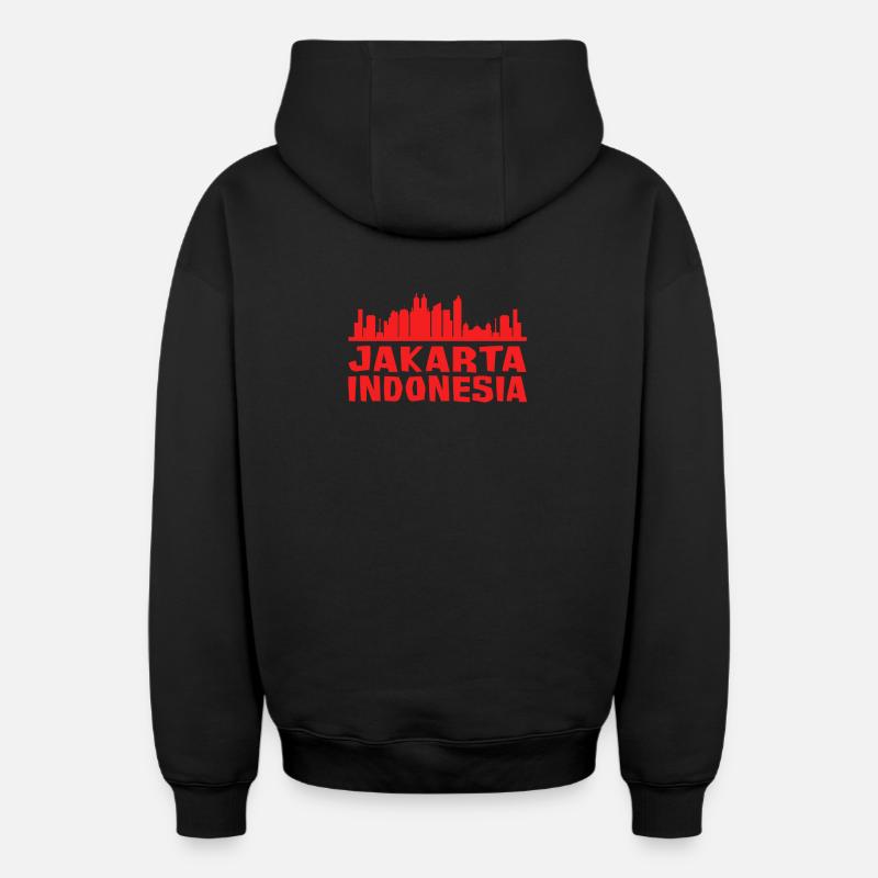 Jakarta - Sweat à capuche unisexe zippé oversize épais SPREAD - noir