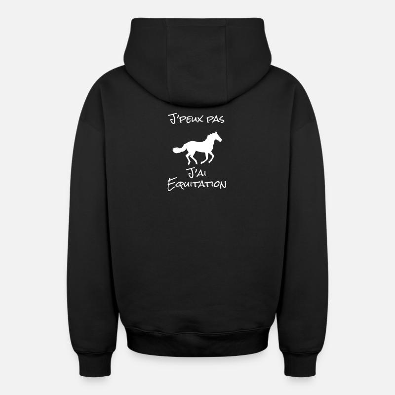 J'peux pas j'ai Equitation - Sweat à capuche unisexe zippé oversize épais SPREAD - noir