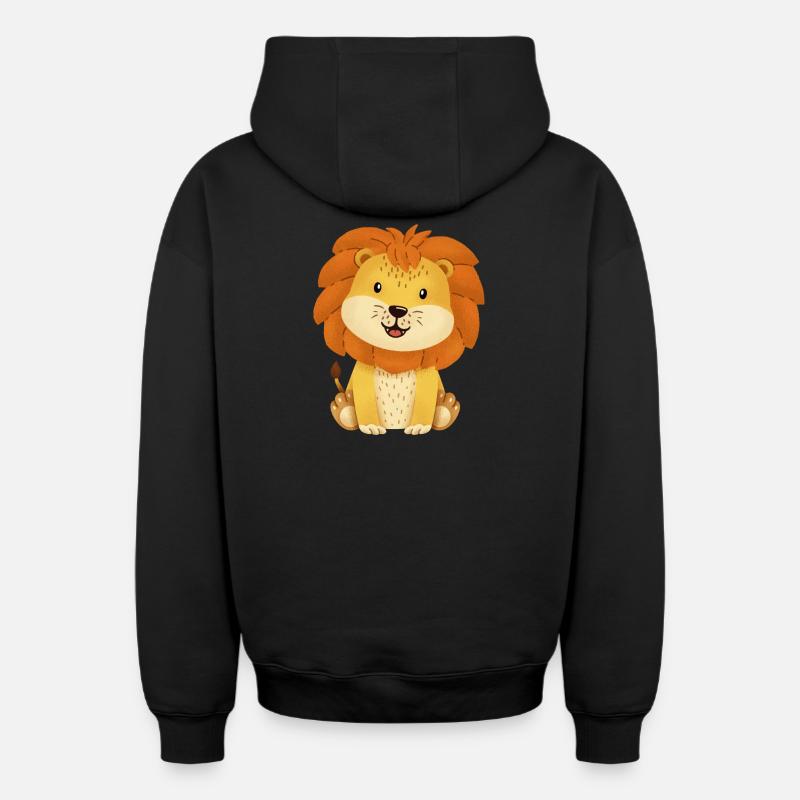 Lion - Sweat à capuche unisexe zippé oversize épais SPREAD - noir