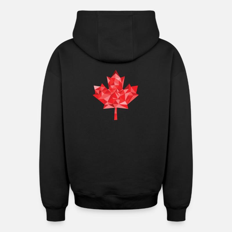 Feuille d'érable polygone Canada - Sweat à capuche unisexe zippé oversize épais SPREAD - noir