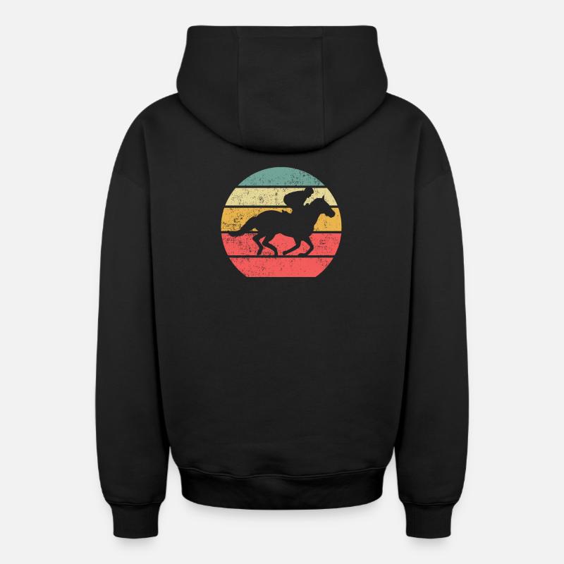 Courses de chevaux - Sweat à capuche unisexe zippé oversize épais SPREAD - noir
