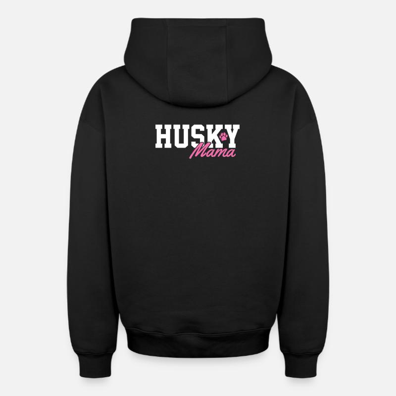 Maman Husky - Sweat à capuche unisexe zippé oversize épais SPREAD - noir
