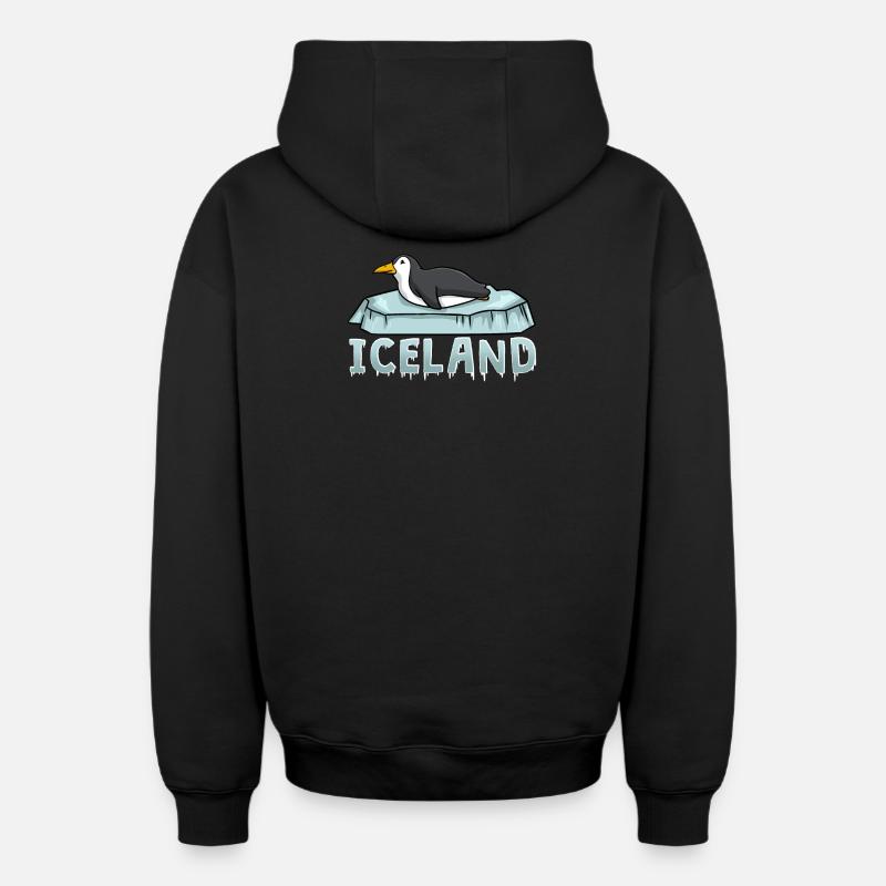 Macareux d’Islande - Sweat à capuche unisexe zippé oversize épais SPREAD - noir