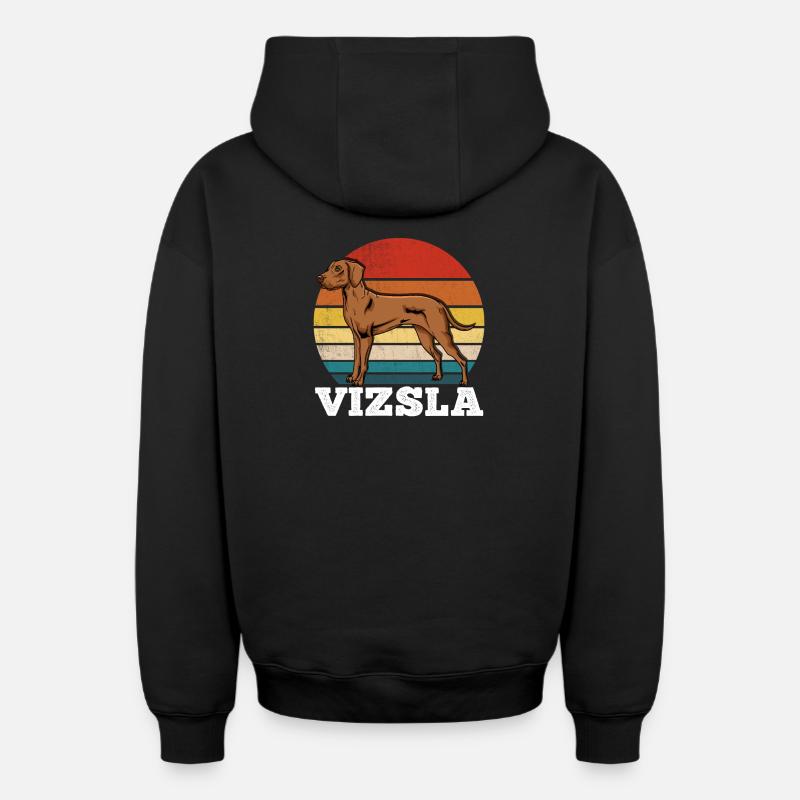 Vizsla Rétro - Sweat à capuche unisexe zippé oversize épais SPREAD - noir