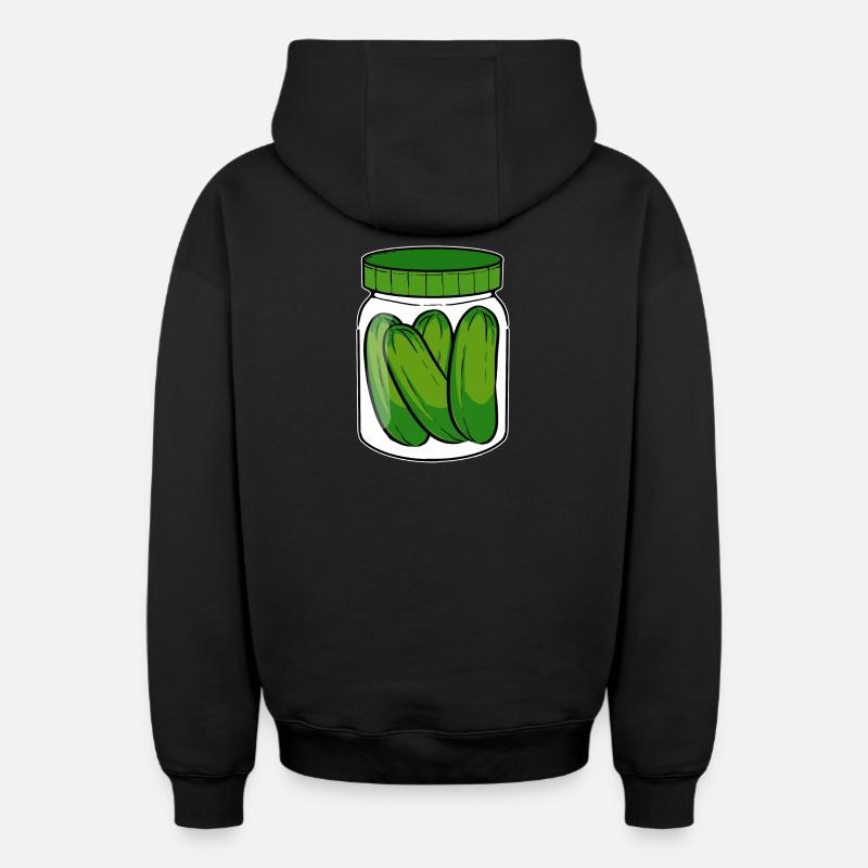 Concombre mariné vegan - Sweat à capuche unisexe zippé oversize épais SPREAD - noir
