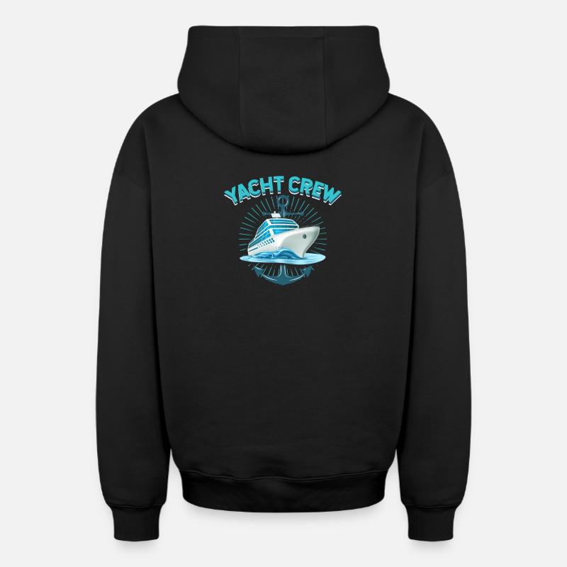 ÉQUIPE DE YACHT - Sweat à capuche unisexe zippé oversize épais SPREAD - noir