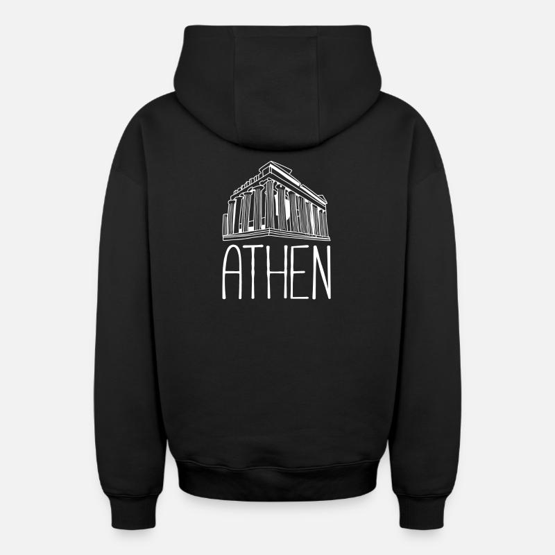 Athènes - Sweat à capuche unisexe zippé oversize épais SPREAD - noir