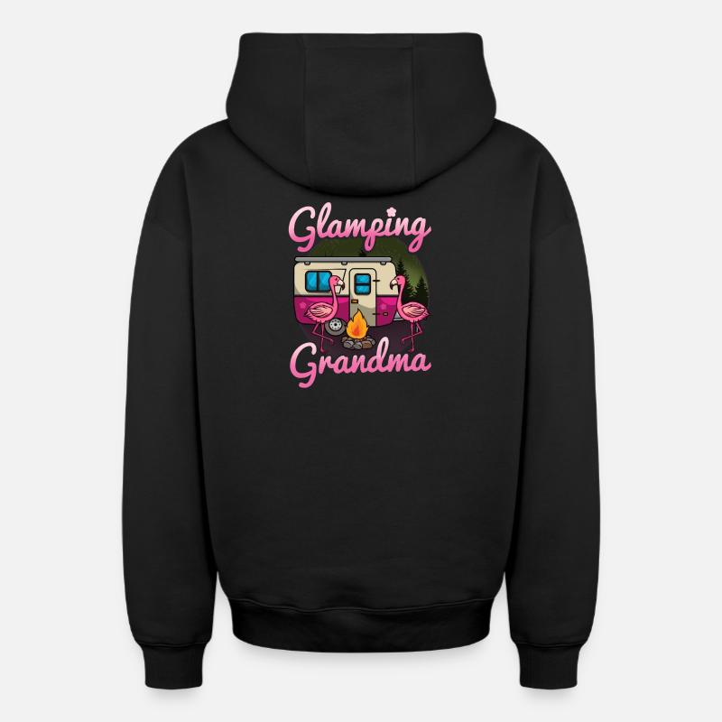Glamping Camping - Sweat à capuche unisexe zippé oversize épais SPREAD - noir