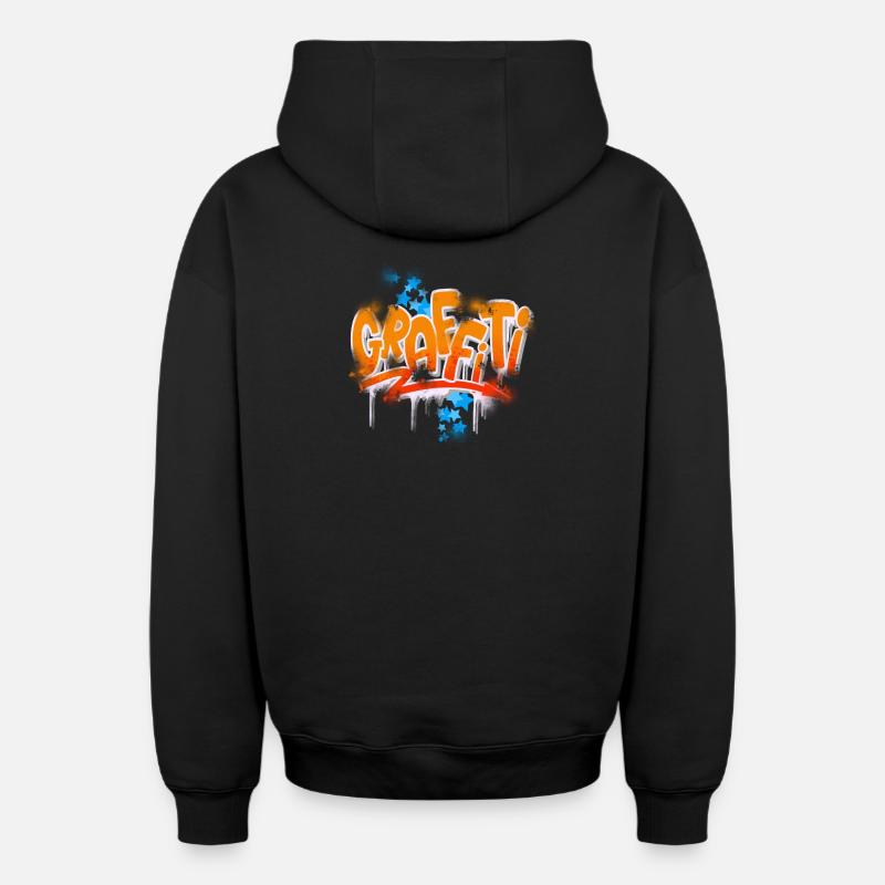 graffiti - Sweat à capuche unisexe zippé oversize épais SPREAD - noir