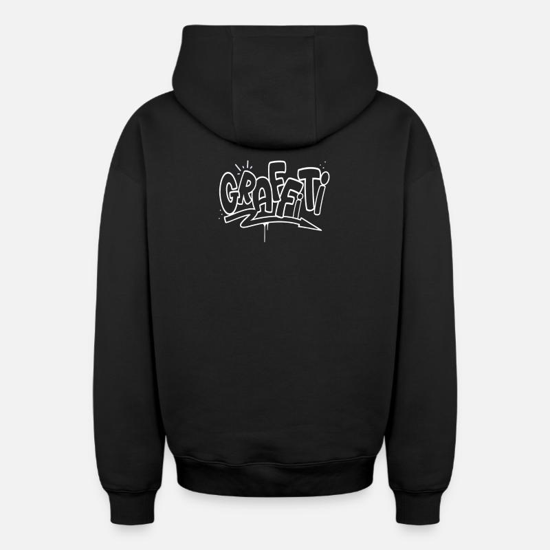 graffiti - Sweat à capuche unisexe zippé oversize épais SPREAD - noir