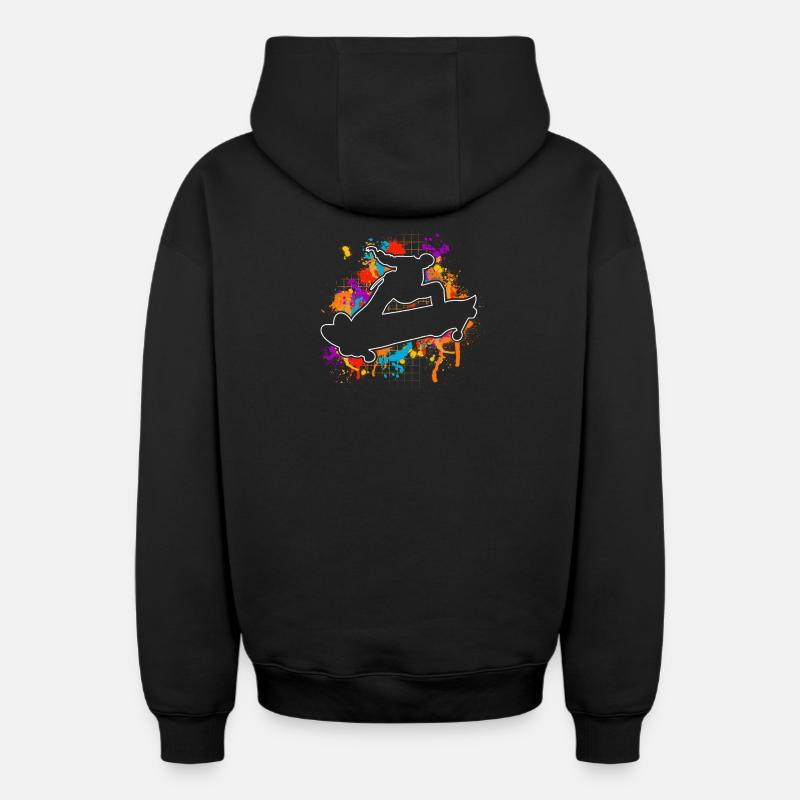 Patineur - Sweat à capuche unisexe zippé oversize épais SPREAD - noir