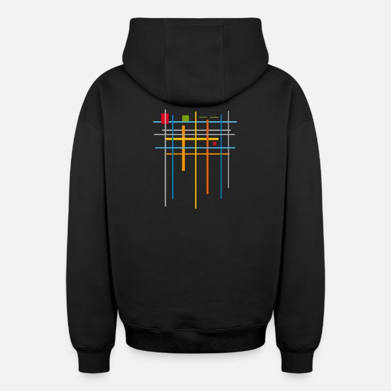 Architecture Minimal Pattern 25 - Oversized Heavyweight Unisex Zip Hoodie - black