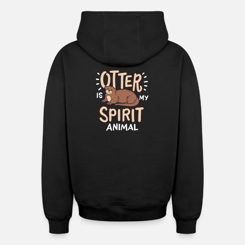 Loutre - Sweat à capuche unisexe zippé oversize épais SPREAD - noir
