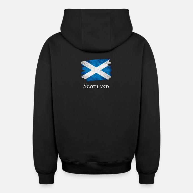 Drapeau grunge de l’Écosse - Sweat à capuche unisexe zippé oversize épais SPREAD - noir