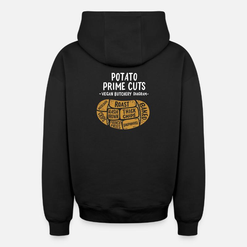 Boucherie végétalienne drôle - Sweat à capuche unisexe zippé oversize épais SPREAD - noir