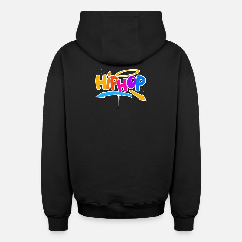 Hip Hop - Sweat à capuche unisexe zippé oversize épais SPREAD - noir