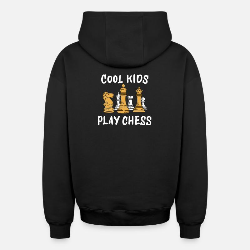Pièces d'échecs - Sweat à capuche unisexe zippé oversize épais SPREAD - noir