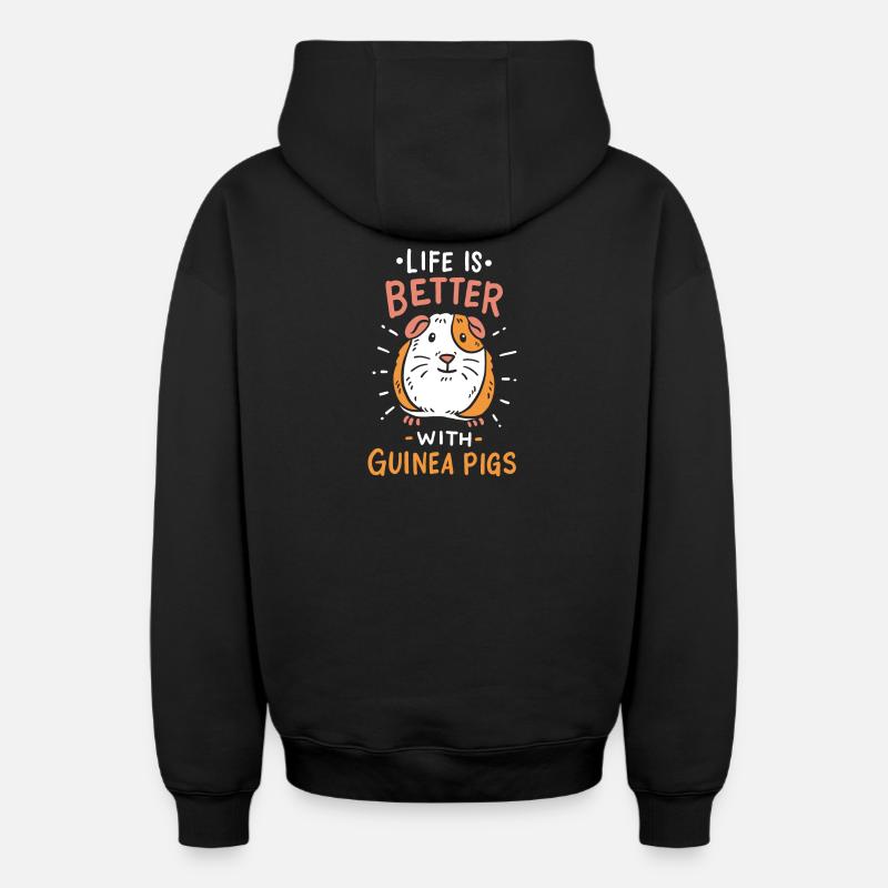 Cobaye - Sweat à capuche unisexe zippé oversize épais SPREAD - noir